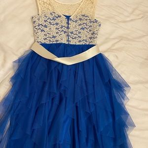 Blue & White lace and ruffled dress